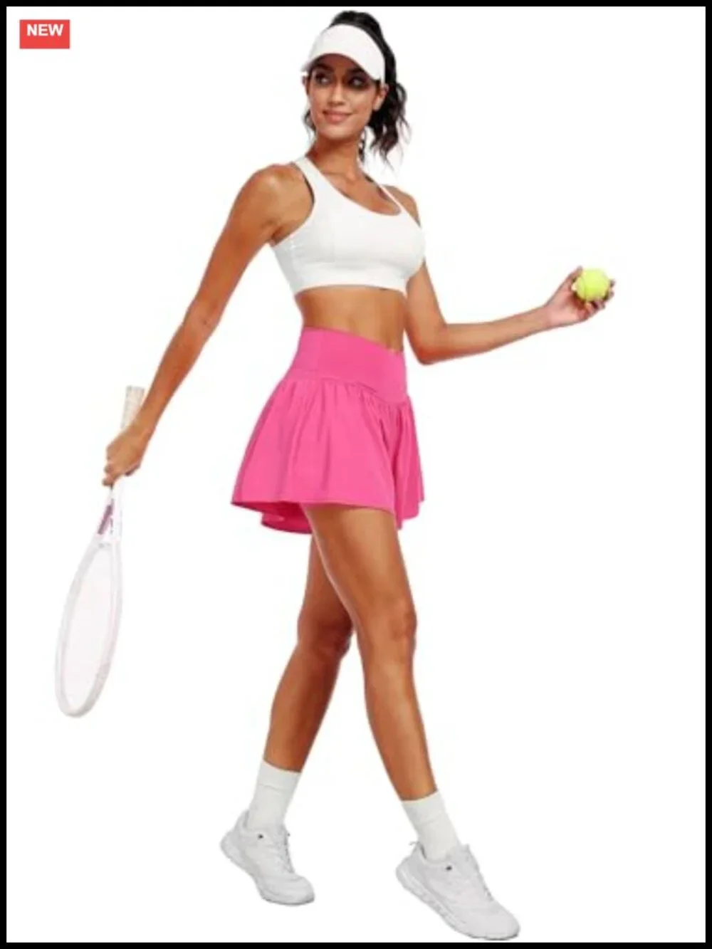 2-in-1 Flowy Tennis Shorts Women High Rise Skirted Yoga